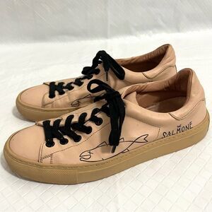 Bibliotek Salmone Fish Tan Leather Low Top Sneakers Made in Italy Size 37